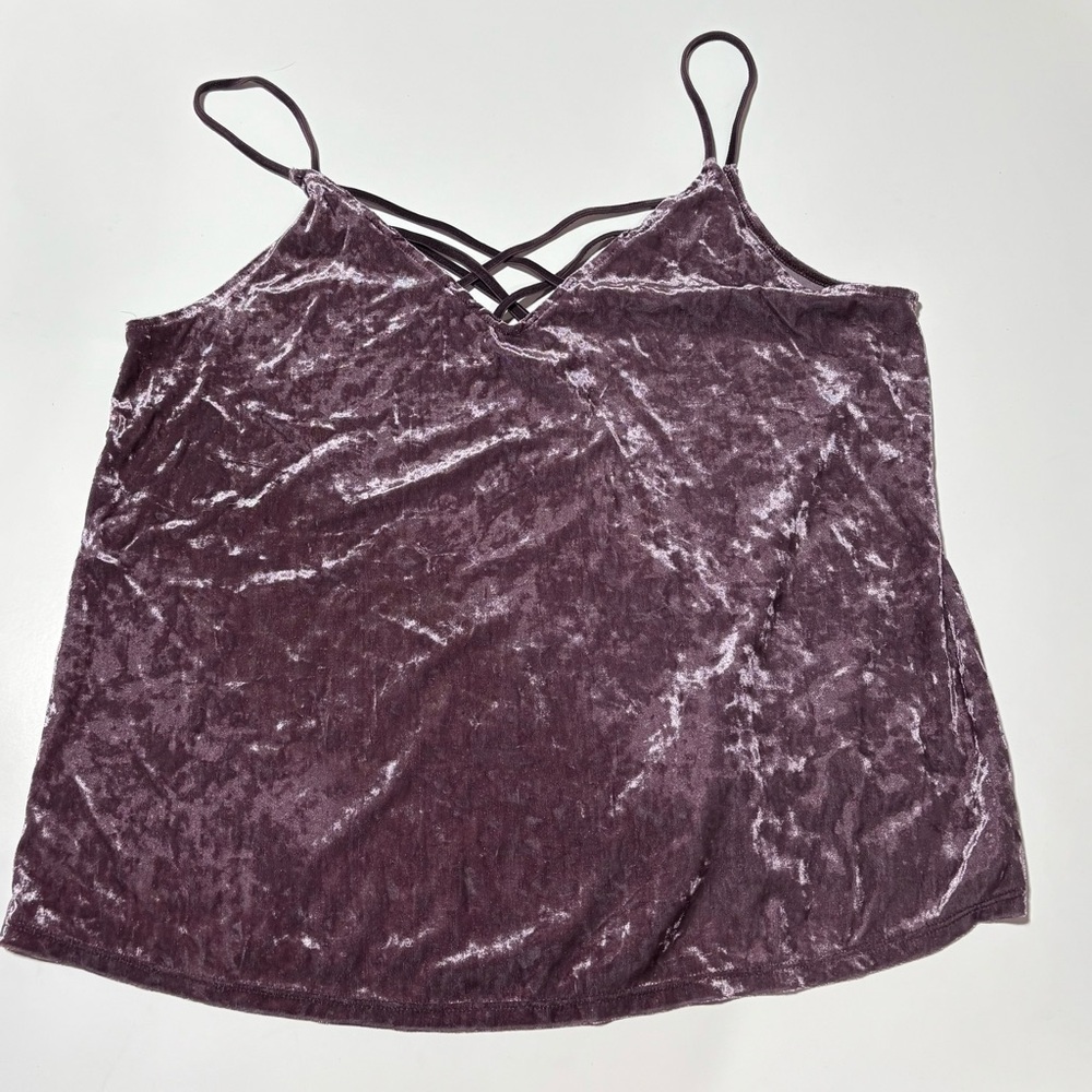 American Eagle Purple Crushed Velvet Strappy Tank size XL women’s